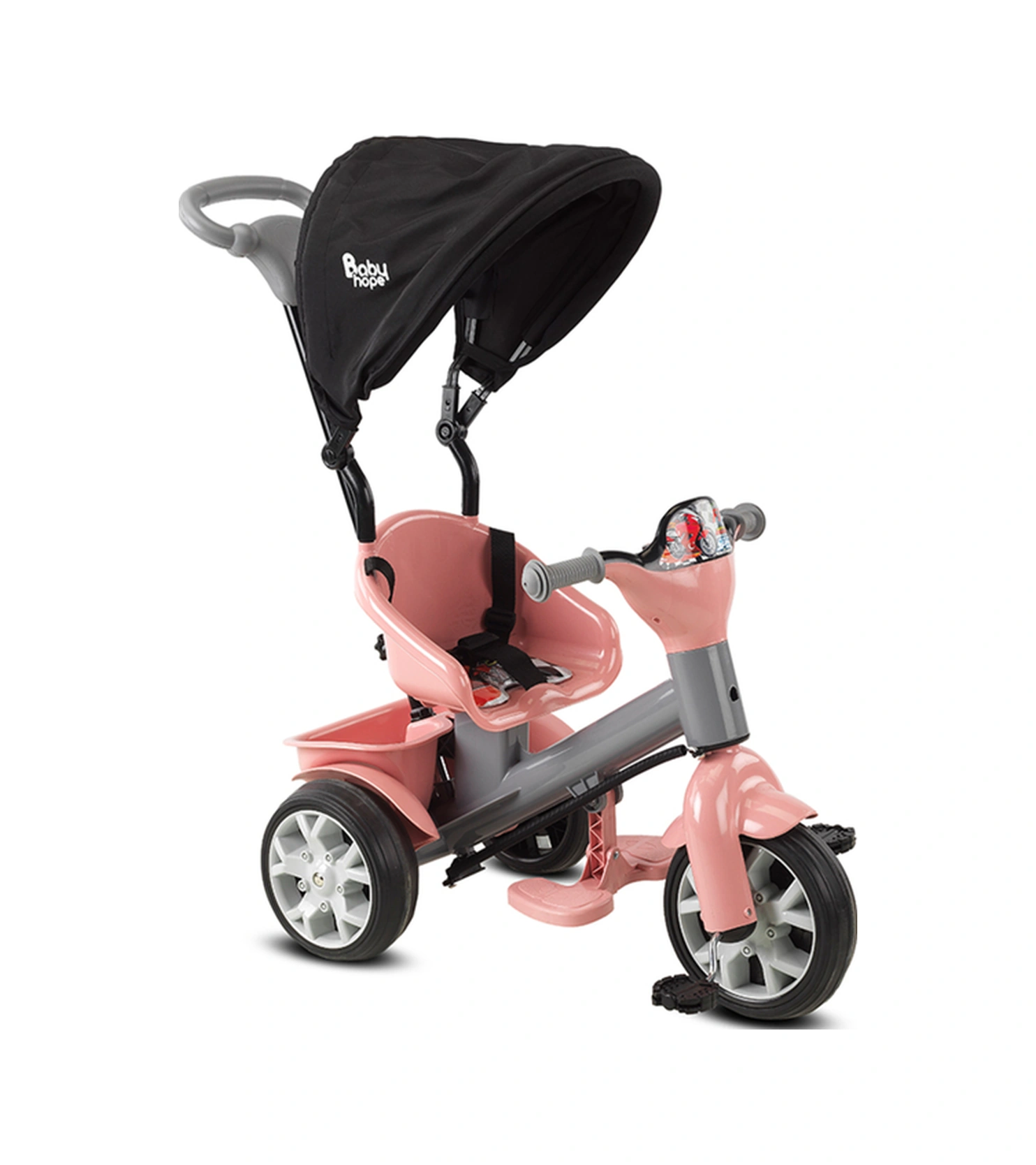 Bobo Speed Tenteli Bisiklet Bebeciden Pembe Gri