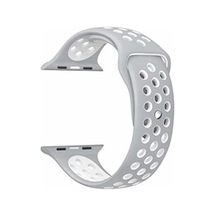 Apple Watch 2 3 4 5 6 7 Serisi 38/40mm İle Uyumlu Delikli Spor Saat Kordonu, Silikon, Gri Açık Kahverengi