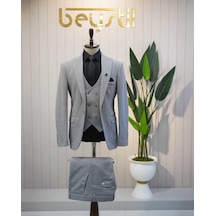 Beystil Sivri Yaka Gri Takım Elbise Elanor- Slim Fit Gri