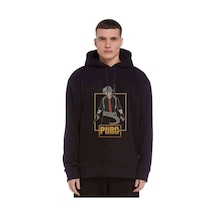 Pubg Man Baskılı Siyah Erkek Örme Kapşonlu Sweatshirt