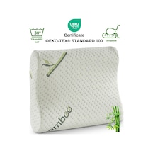 Bambu Kılıflı Medikal, Boyun Destekli Çift Taraflı Ortopedik Visco Visko Yastık 51x41x13-11cm 1350gr Beyaz - Yeşil