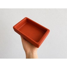 Dikdörtgen Model Beton Kedi Köpek Mama Ve Su Kabı 18 X 10,5 X 4,5 Cm - Kiremit