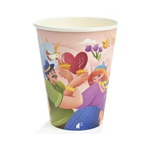 14 Oz Tasarım Renkli Karton Bardak 50 Adet