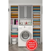 Kenzlife Membran Çamaşır Makinesi Dolabı Veronikamaksduble Gribyz Panjur 180 126 20 Mebran Kapak Suntalam Gövde Arkalıksız Raflı Beyaz