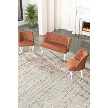 Vinda Çay Seti Koltuk Takımı Salon Balkon Takımı - 2+1+1 Hardal Standart Çok Renkli
