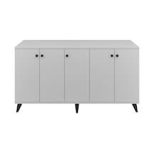 Simple Konsol 6 Raflı 5 Kapaklı 150x44x80 Beyaz Beyaz