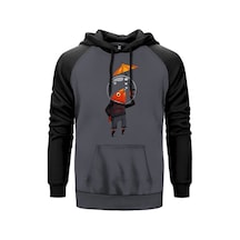 Fish On Water Gri Renk Reglan Kol Sweatshirt