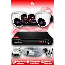 Bayicam 4 Kameralı Panda 2 İç Kamera Set HDD'siz Full HD Gece Görüşlü Güvenlik Kamerası Sistemi