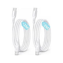 2ad X 2metre Set, Type C-c 60watt Pd Hızlı Şarj Kablosu, Wahoo 2ad X 2metre Beyaz