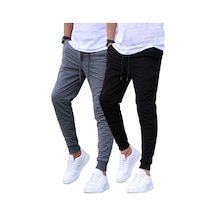 Madmext Siyah/antrasit Paçası Lastikli 2'li Paket Erkek Eşofman Altı E7446 Antrasit/siyah