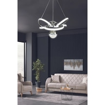 Kral Tacı Model Tek Toplu Led Avize - 3 Renk Kumandalı - Krom Krom
