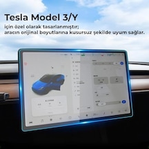 Tesla Model 3 2024/2025/2026 Ve Model Y 2024/2025 , Model Y Standard 2026 15.4" Multimedya Dokunmatik Ekran Koruyucu Temperli Cam Kenarlarda Güvenli Boşluk Tasarımı, 99% Hd Şeffaflık
