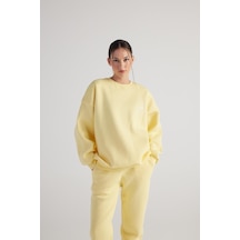 Holly Lolly 3 İplik Şardonlu Uzun Kol Bisiklet Yaka Fine Sweatshirt Sarı