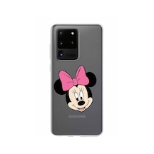 Samsung Galaxy Uyumlu S20 Ultra Kapak Minnie Mouse Tasarımlı Şeffaf Silikon Kılıf Şeffaf