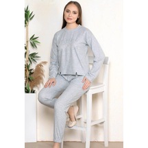 Flz Kadın Uzun Kol Kışlık Pijama Takımı Dowry 09-126 Gri