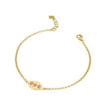 Debora Jewelry 14 Ayar Altın Pembe Taşlı Zincir Bileklik