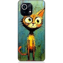 Xiaomi Mi 11 Uyumlu Meraklı Şapşik Kedi Desenli Silikon Kılıf