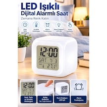 Lb Led Aydınlatmalı Küp Saat Dijital Alarm Tarih Ve Sıcaklık Göstergeli Çok Renkli