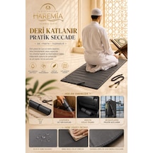Deri Katlanır Seccade Suya Dayanıklı Taşınabilir Pratik Namaz Seccadesi Gri