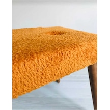 Ahşap Ayaklı Handmade Geniş Oturum Alanlı Welsoft Kumaş Pofidik Puf Bench ,ayak Ucu Uzatmalık Turuncu