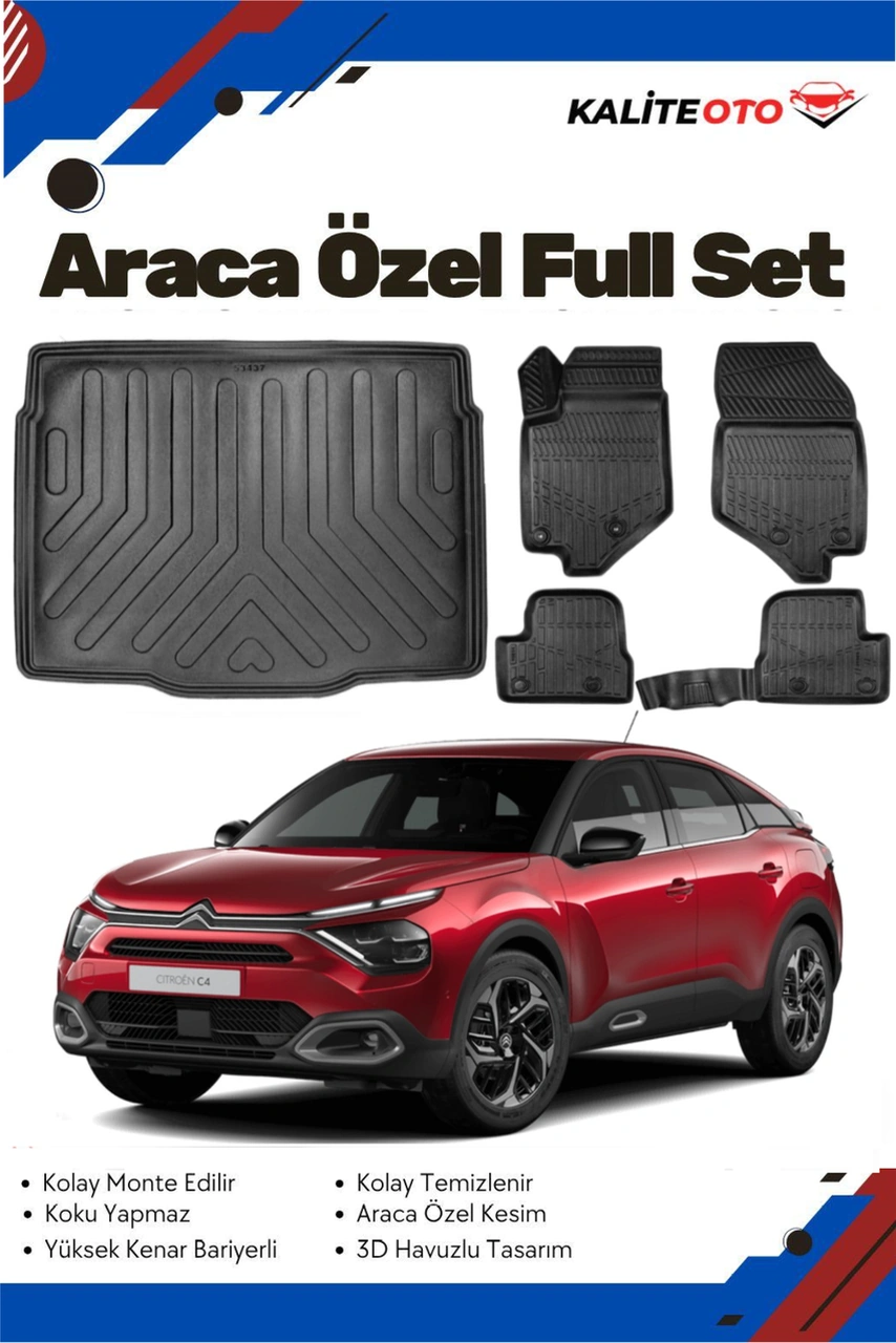 Citroen C4 2024 Model Yumuşak Paspas+üst Bagaj Havuzu Seti