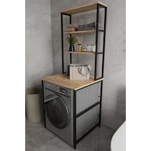 Iboda Çamaşır Makinası Dolabı Çamaşır Makinası Üstü 3 Raflı Düzenleyici Metal Banyo Dolabı Meşe Diğer