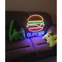 Led Işıklı Burger Hamburger Duvar Tablo