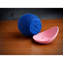 Bezos 3d Baskı Küre Saksı - Kafes Dokulu İki Parçalı Dekoratif Saksı - Mavi-pembe 22