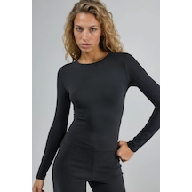 Hiccup Busem Slim Fit Yuvarlak Yaka Uzun Kollu Bluz Siyah