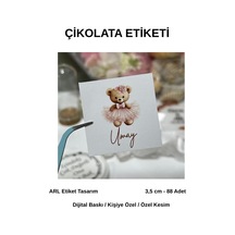 Yenidoğan Kız Ayıcık Çikolata Etiketi 3,5x3,5 Cm 88 Adet -arl Etiket Tasarım Beyaz
