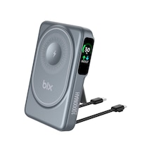 Bix Tpb16 10000 Mah Oled Ekranlı Manyetik Kablosuz Powerbank 20w Pd Hızlı Şarj Ve 15w Magsafe Gri Gri