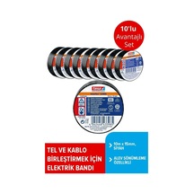 Tesa Elektrik İzolasyon Bandı Spvc, 10m X 15mm, Siyah Renk X10 Adet