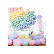Makaron Balon Seti 100 Adet Karışık Renk Soft Pastel Balon + 5 Mt.balon Zinciri 2 Yaş Mavi