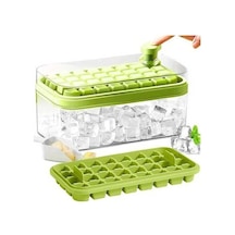 Pazly Yeşil 64 İzgaralı Pp Silikon Buz Kubu Kalıbı, Buzdolabında Buz Yapma, Eserleri Sakla, 23.8x13.5x9.5 Cm Yeşil