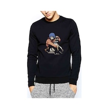 Anime One Punch Man Baskılı Siyah Erkek Sweatshirt (529006960)