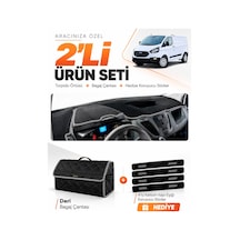 E-biz Ford Transit Custom 2012-2020 Uyumlu Torpido Örtüsü + Deri Bagaj Çantası - Siyah-gri - Fo033