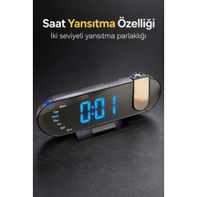 Projeksiyonlu Çalar Saat Renkli Ortam Işığı Ve Led Ekranlı - Lisinya
