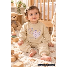 Ferasty İstanbul Unisex Bebek 2'li Takım Tavuk Baskılı Every Thing Is Cool Bej