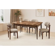 Ahşap Salon Yemek Masa Sandalye Takımı 4 Nergis Sandalyeli Ortadan Açılır Büyüyen Parlak Ceviz 80x13 Ceviz Ahşap Salon Yemek Masa Sandalye Takımı 4 Nergis Sandalyeli Ortadan Açılır Büyüyen Parlak Ceviz 80x13 Ceviz