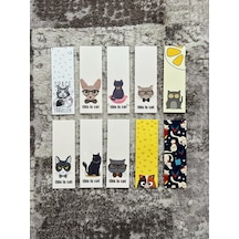 Kedi Hayvan Tasarım Karışık 10 Adet Kitap Ayraç Seti Pytkayrac98