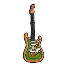 Elektro Gitar Müzik Yeşil Turuncu Hediyelik Rozet 1896 Çok Renkli