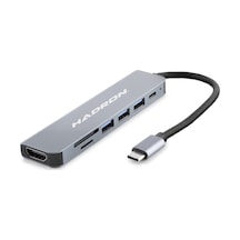 Type-c Combo Hub Hdmi 4k Usb 3.0 Kart Okuyucu 7 Port - Gri Hdx7835