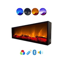 Arif Şömine Dekoratif Yapay Elektrikli Şömine - 120x35x15 Cm - Farklı Renk Mod'ları, Kumandalı, Bluetooth