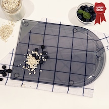 Kanallı Cam Kesme Tahtası - Füme Cam - Kenarı Oval - 25x35cm