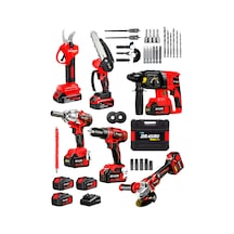Dragro DRG-621 K Professional 6 Lı Set 21v Darbeli Hilti Taşlama Testere Makas Matkap Vidalama Somun Sıkma