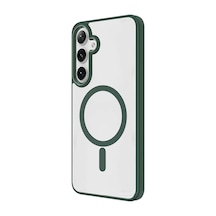 Ardemix Galaxy Uyumlu S24 Uyumlu Magsafe Şarj Özellikli Krom Magsafe Silikon Kılıf-koyu Yeş Koyu Yeşil