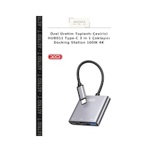Özel Üretim Toplantı Çevirici Hub011 Type-c 3 İn 1 Çoklayıcı Docking Station 100w 4k