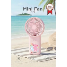 Şarjlı El Vantilatörü Mini Taşınabilir 3 Kademeli Kapibara Figürlü Masa Fanı F70 Pembe