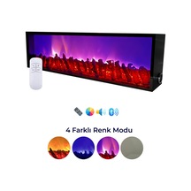 Arif Dekoratif Elektrikli Yapay Şömine - 100x25x15 Cm - Farklı Renk Modları, Kumandalı, Bluetooth