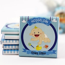Dark Brown Hoşgeldin Bebek Çikolatası İsim Yazılabilen Hediye Çikolata EBK11 150 Adet
